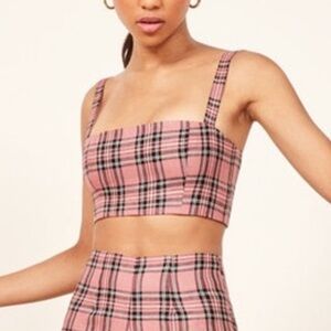 Reformation Plaid Linen Top